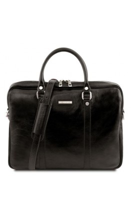 Черная кожаная сумка для ноутбука Tuscany Leather Prato TL141283 black