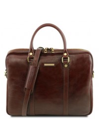 Коричневая фирменная сумка для ноутбука Tuscany Leather Prato TL141283