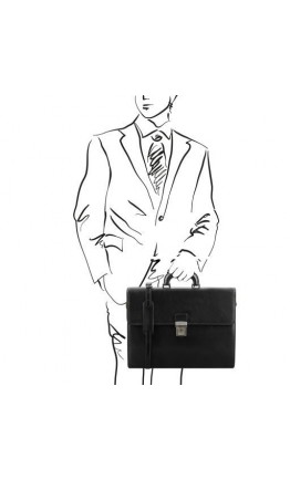 Черный мужской портфель на 2 отделения Parma Tuscany Leather TL141350