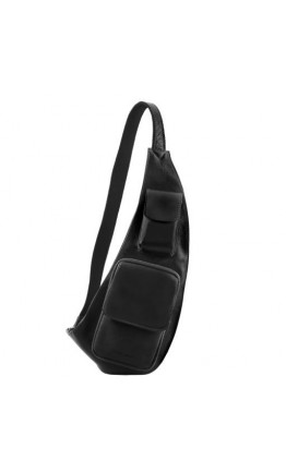 Кожаный черный рюкзак - слинг через плече Tuscany Leather TL141352 black