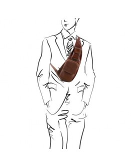 Кожаный темно-коричневый рюкзак - слинг через плече Tuscany Leather TL141352 bbrown