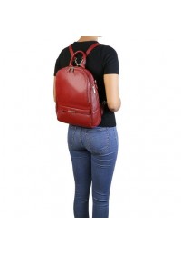 Женский кожаный красный фирменный рюкзак Tuscany Leather TL141376 red