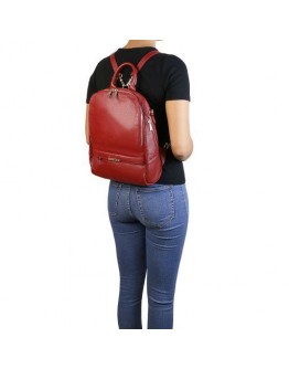 Женский кожаный красный фирменный рюкзак Tuscany Leather TL141376 red