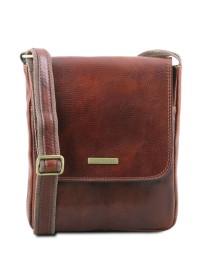 Коричневая мужская плечевая кожаная сумка Tuscany Leather TL141408