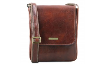 Коричневая мужская плечевая кожаная сумка Tuscany Leather TL141408