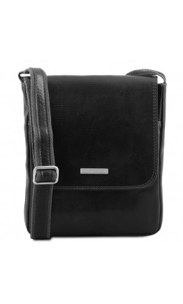 Черная плечевая мужская сумка фирменная сумка Tuscany Leather TL141408 black