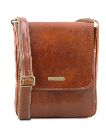 Фотография Мужская плечевая кожаная сумка медового цвета Tuscany Leather TL141408 honey