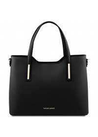 Женская кожаная фирменная черная сумка Tuscany Leather Olimpia TL141412 black