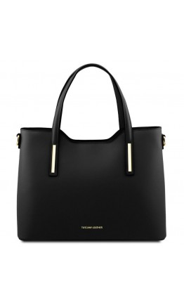 Женская кожаная фирменная черная сумка Tuscany Leather Olimpia TL141412 black