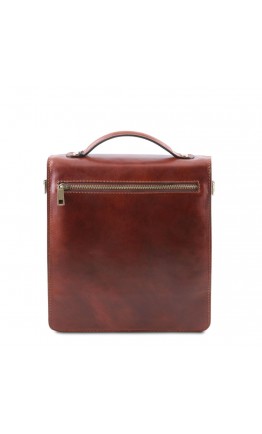 Кожаная коричневая небольшая барсетка Tuscany Leather TL141425