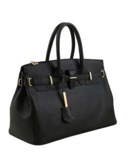 Кожаная женская фирменная вместительная сумка Tuscany Leather TL141529 black
