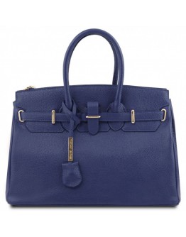 Кожаная женская фирменная темно-синяя сумка Tuscany Leather TL141529 blue