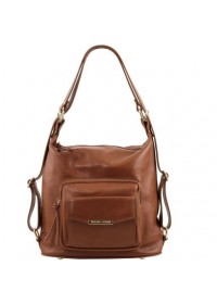 Кожаная коричневая женская сумка - рюкзак Tuscany Leather TL141535 cinnamon