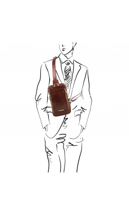 Коричневый фирменный мужской слинг Tuscany Leather Martin TL141536 brown