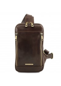 Темно-коричневый кожаный слинг - кроссовер Tuscany Leather Martin TL141536 brownb