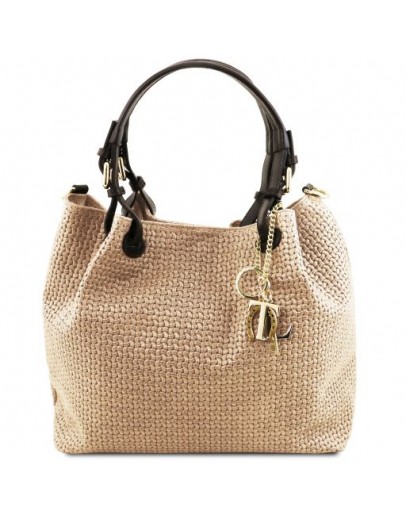 Фотография Женская кожаная бежевая сумка Tuscany Leather TL Bag TL141573 TL KeyLuck beg