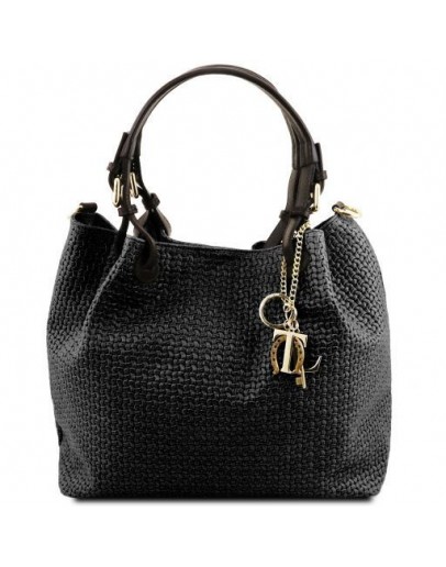 Фотография Черная женская кожаная сумка Tuscany Leather TL Bag TL141573 TL KeyLuck black