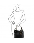 Фотография Черная женская кожаная сумка Tuscany Leather TL Bag TL141573 TL KeyLuck black