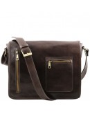 Фотография Большая вместительная темно-коричневая сумка на плечо Tuscany Leather TL141650