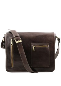 Большая вместительная темно-коричневая сумка на плечо Tuscany Leather TL141650