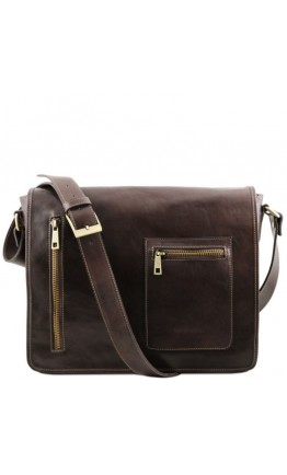 Большая вместительная темно-коричневая сумка на плечо Tuscany Leather TL141650