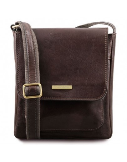 Фотография Темно-коричневая мужская кожаная сумка на плечо Tuscany Leather TL141407 bbrown