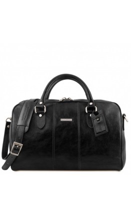 Черная кожаная фирменная сумка-даффл Tuscany Leather Lisbona TL141658 black