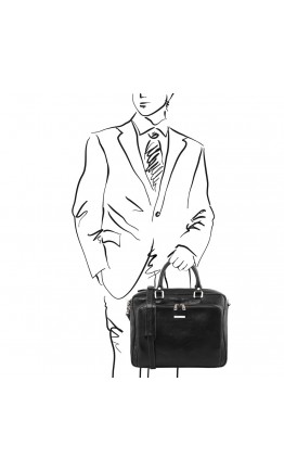 Кожаная черная сумка-портфель для ноутбука Tuscany Leather TL141660 