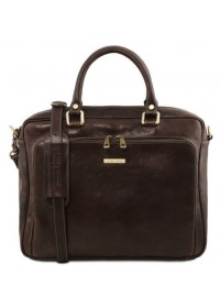 Кожаная темно-коричневая сумка-портфель для ноутбука Tuscany Leather TL141660 bbrown