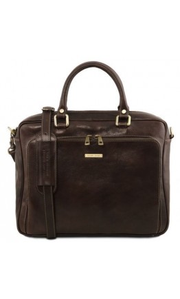 Кожаная темно-коричневая сумка-портфель для ноутбука Tuscany Leather TL141660 bbrown