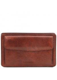 Коричневая кожаная мужская борсетка - клатч DENIS Tuscany Leather TL141445 brown