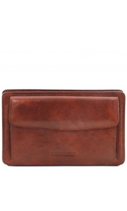 Коричневая кожаная мужская борсетка - клатч DENIS Tuscany Leather TL141445 brown