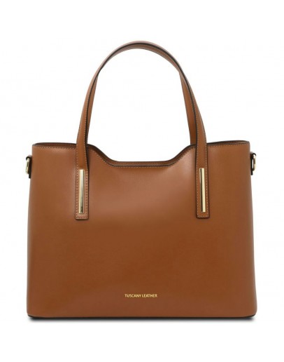 Фотография Женская кожаная фирменная коричневая сумка Tuscany Leather Olimpia TL141412 con