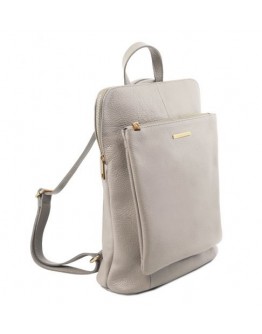 Серый фирменный кожаный женский рюкзак Tuscany Leather TL141682 gray