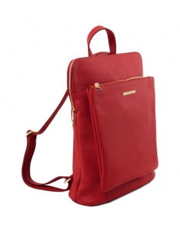 Красный фирменный кожаный женский рюкзак Tuscany Leather TL141682 red
