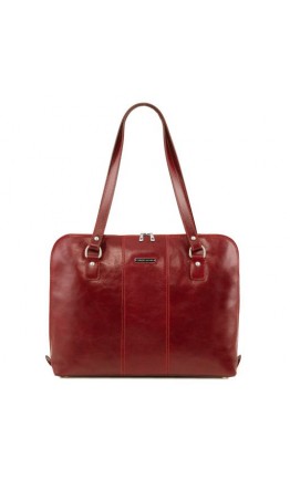 Красная фирменная женская вместительная сумка Tuscany Leather RAVENNA TL141795 red