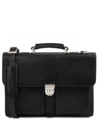 Кожаный портфель на 3 отделения Tuscany Leather Assisi TL141825 black