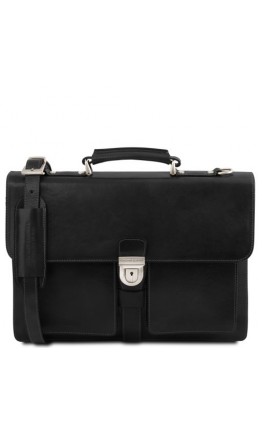 Кожаный портфель на 3 отделения Tuscany Leather Assisi TL141825 black