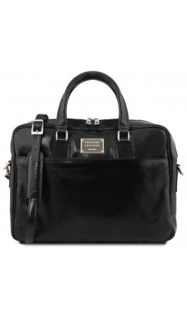 Черный фирменный мужской портфель - сумка Tuscany Leather Urbino TL141894 black