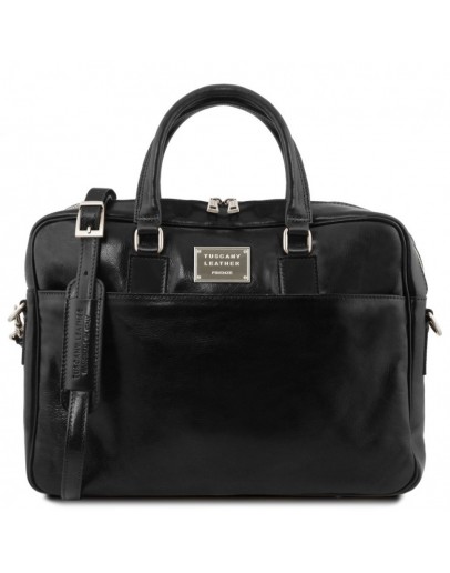 Фотография Черный фирменный мужской портфель - сумка Tuscany Leather Urbino TL141894 black