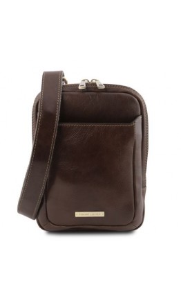 Мужская фирменная темно-коричневая сумка кроссбоди Tuscany Leather TL141914 bbrown