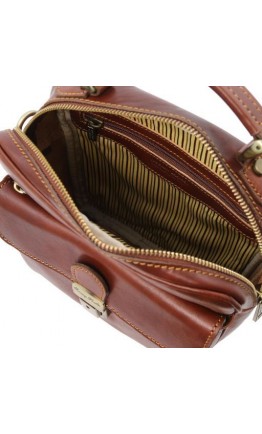 Фирменная кожаная мужская сумка - барсетка Tuscany Leather BRIAN TL141978 brown