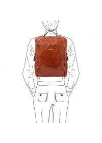 Вместительный рыжий кожаный рюкзак Tuscany leather TL141987 Bangkok