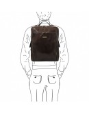 Фотография Темно-коричневый большой кожаный рюкзак Tuscany leather TL141987 brown Bangkok