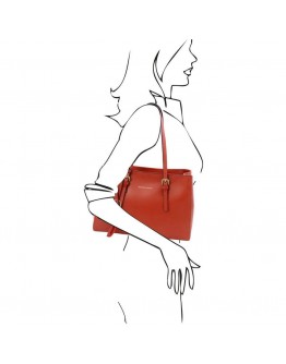 Кожаная красная женская сумка тоут Tuscany Leather TL142037 red
