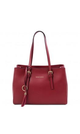 Кожаная красная женская сумка тоут Tuscany Leather TL142037 red