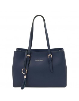Кожаная темно-синяя женская сумка тоут Tuscany Leather TL142037 blue