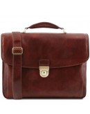 Фотография Фирменный кожаный коричневый мужской портфель Tuscany Leather TL142067 Alessandria brown