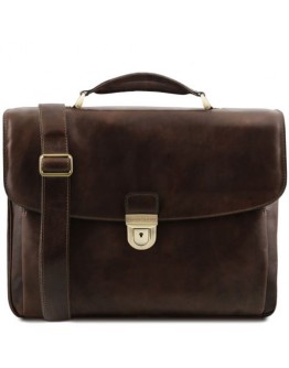 Темно-коричневый мужской фирменный портфель Tuscany Leather TL142067 Alessandria bbrown