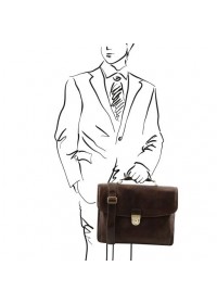 Темно-коричневый мужской фирменный портфель Tuscany Leather TL142067 Alessandria bbrown